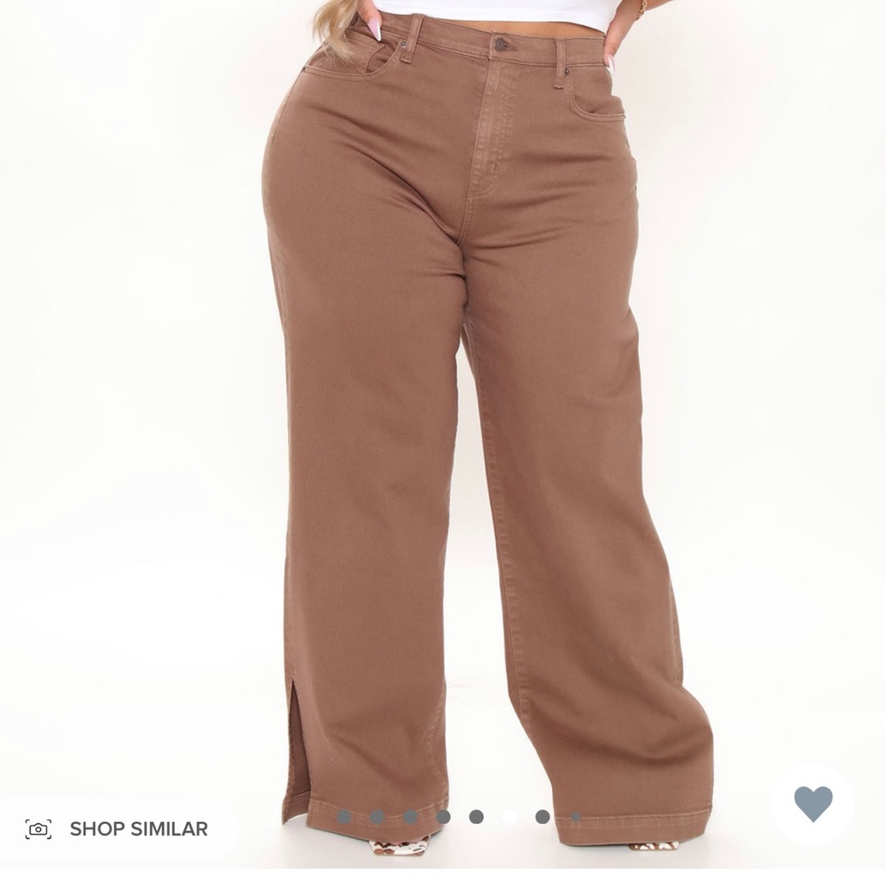 Side slit wide leg jeans